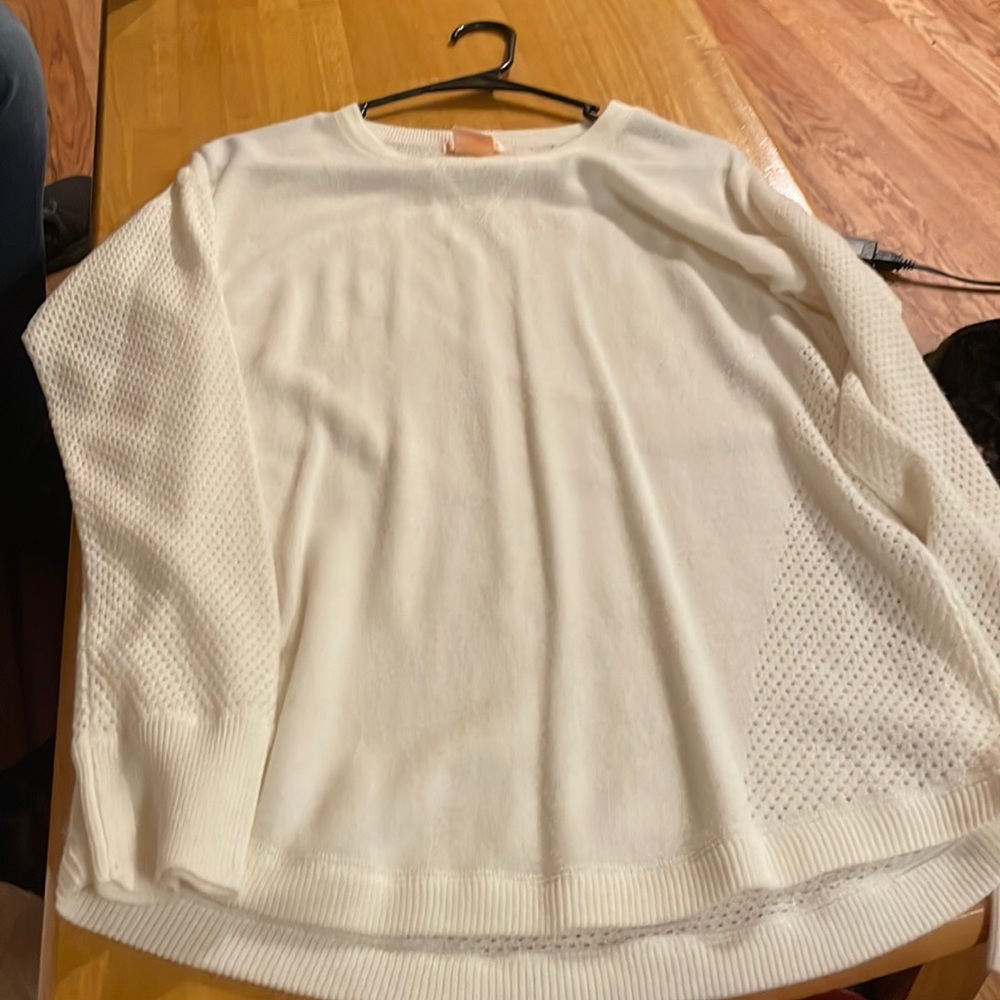 Cute, warm, knit cream sweater